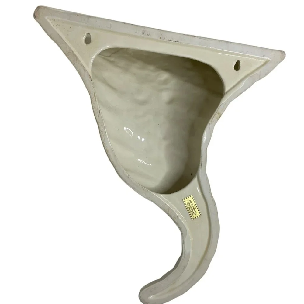 Ethan Allen Handcrafted Italian Ceramic Floral Cornucopia Wall Shelf Sconce 15''
